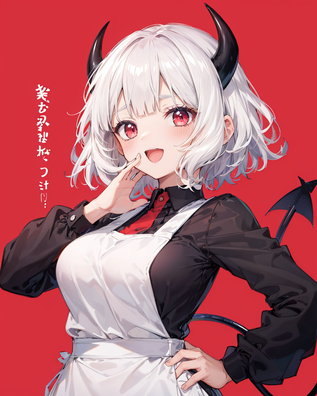 56495-3904155737-,ojou-sama pose, 1girl, tail, lucifer (helltaker), horns, white hair, red eyes, demon tail, solo, demon girl, apron, black apron.png